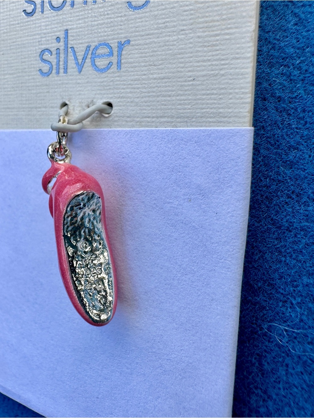 Sterling Silver Pink Ballet Slipper Charm - Picture 5 of 6